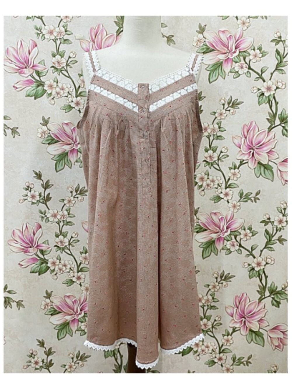 SoieRose Cotton Victorian Lace Trim Cottagecore Nightgown SR-1283